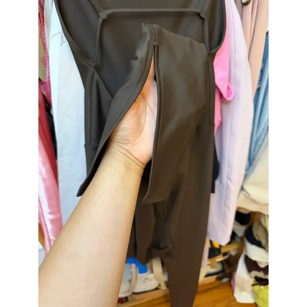 Alo Airlift Disco Daze Jumpsuit Espresso Brown Size XS/S Workout Pilates Outfit
